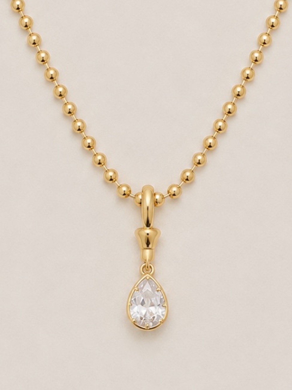 New! Gold Water Drop Pendant Ball Chain Necklace NWOT 1067